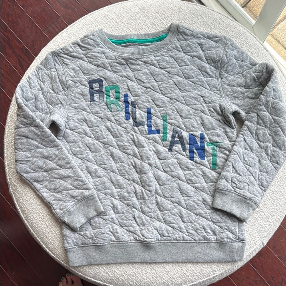 Cat & Jack Gray Quilted Sweatshirt with Colorful Letters